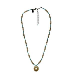 Rachel Gold and Teal Beaded Necklace